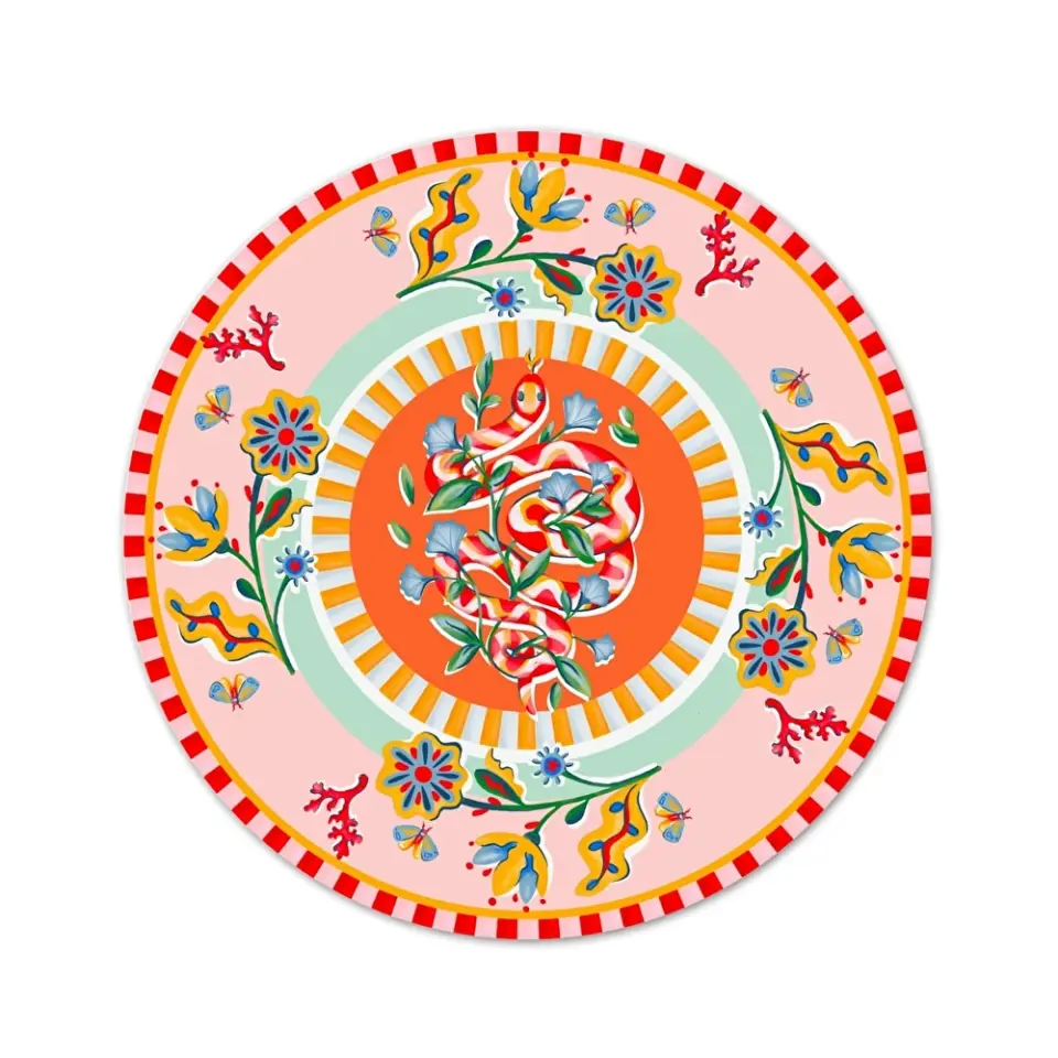 Baci Milano Dolce Far Niente Çiçek Desenli Pembe Emaye Supla Ø 33 cm