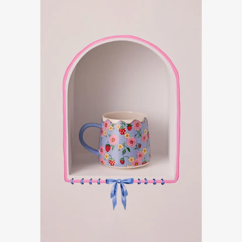 Cath Kidston Mavi Stoneware Kupa 340 Ml StrawberryCollection
