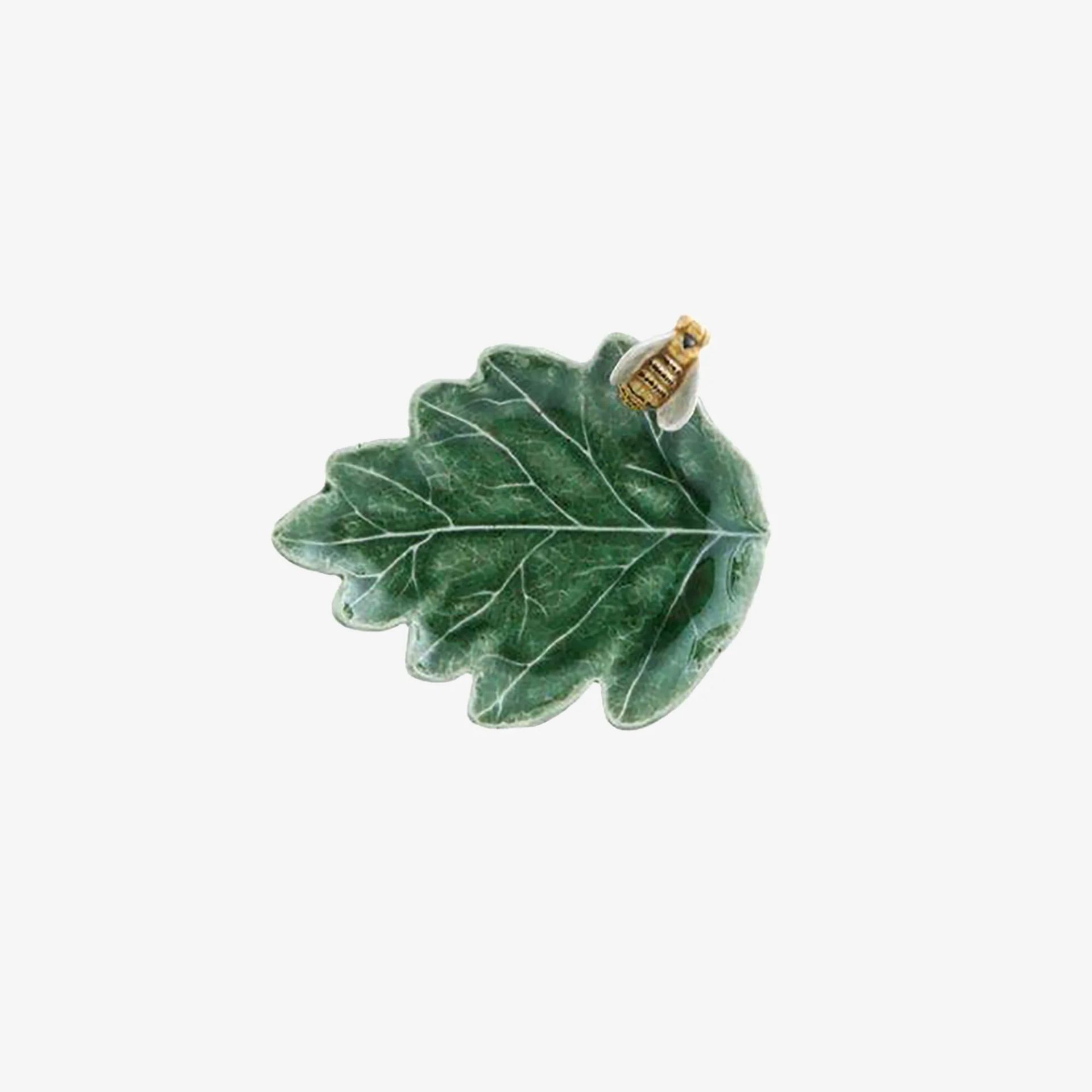 Bordallo Pinherio Yeşil Seramik Servis Tabağı 14 Cm Countryside Leaves Collection