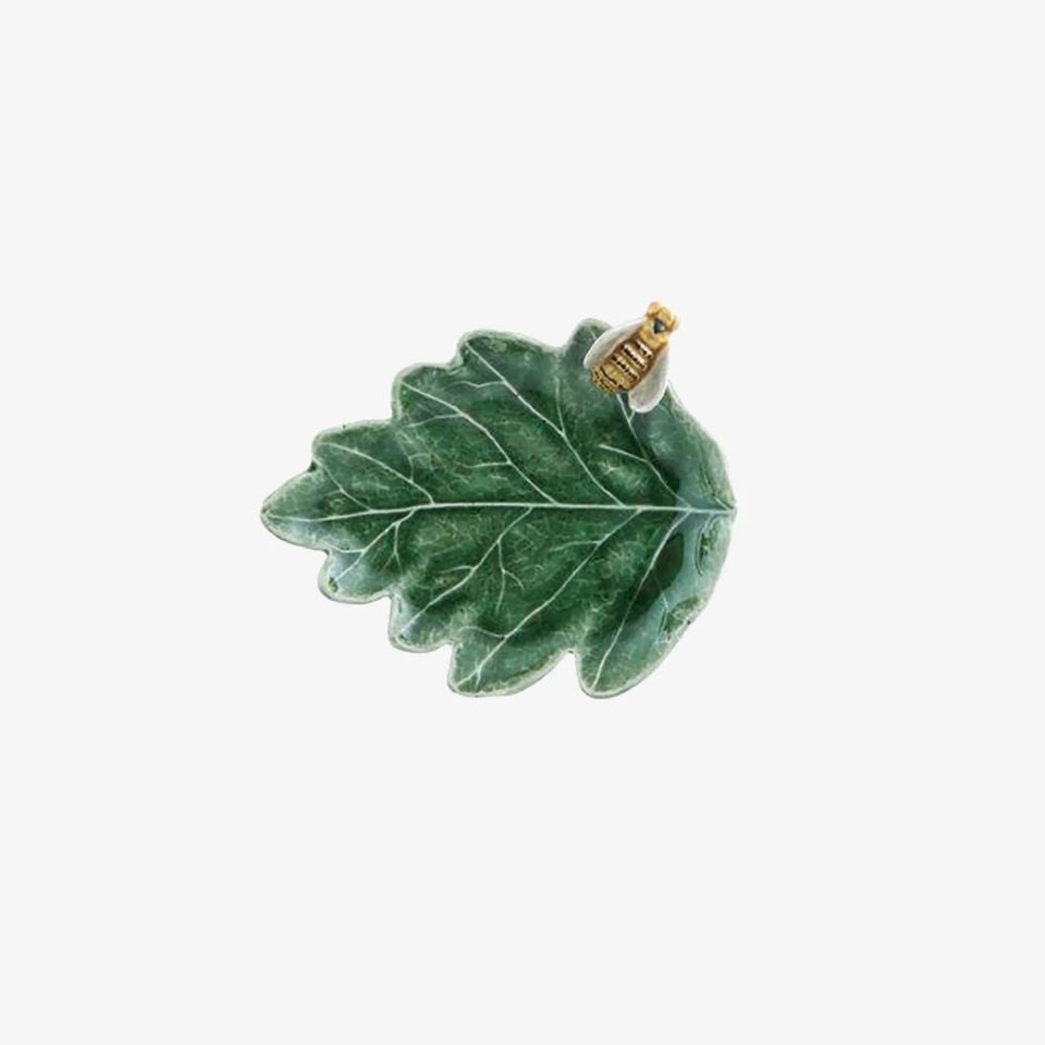Bordallo Pinherio Yeşil Seramik Servis Tabağı 14 Cm Countryside Leaves Collection