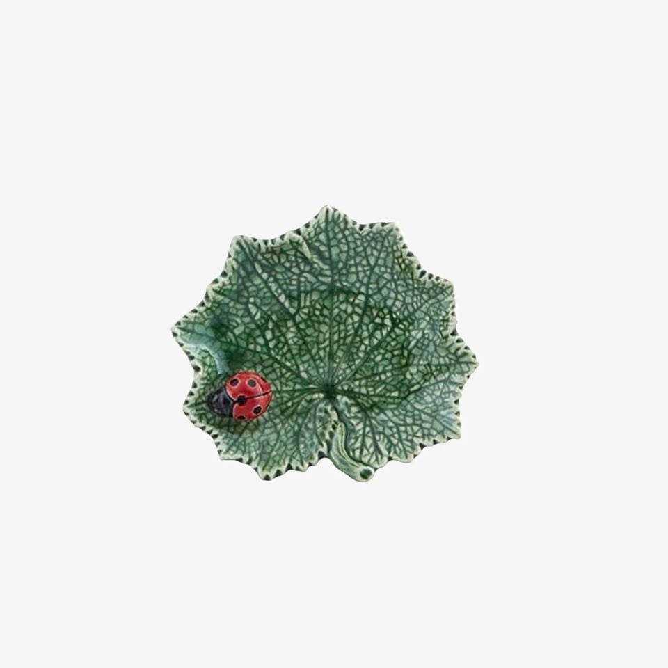 Bordallo Pinherio Yeşil Seramik Servis Tabağı 14 Cm Countryside Leaves Collection