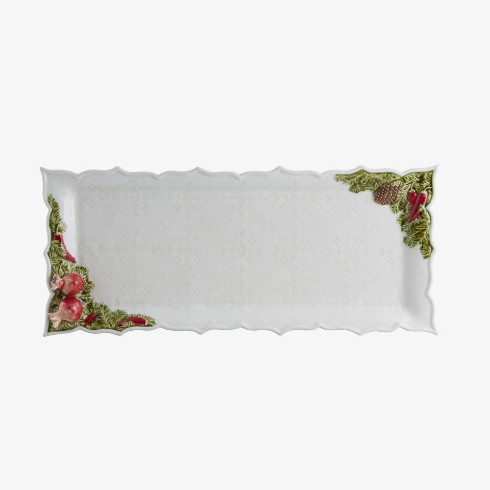 Bordallo Pinherio Beyaz Seramik Servis Tabağı 43 Cm Garland Collection