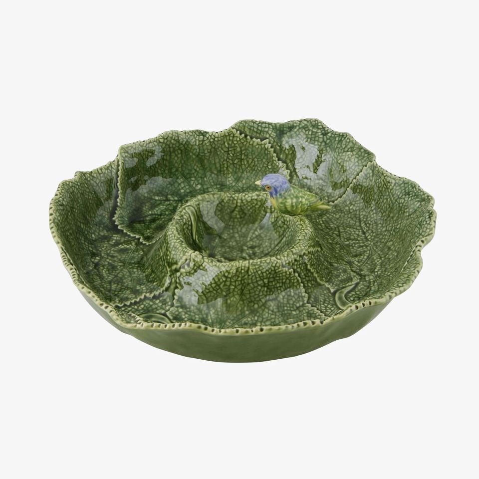 Yeşil Seramik Servis Kasesi 37 Cm Leaves Collection by Bordallo Pinherio