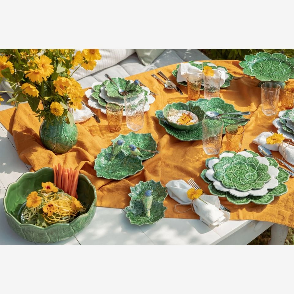 Yeşil Seramik Servis Kasesi 37 Cm Leaves Collection by Bordallo Pinherio