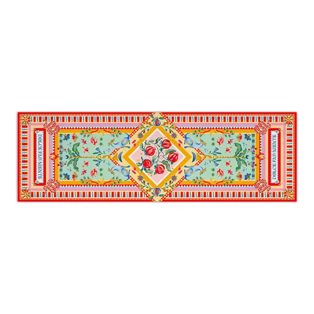 Baci Milano Dolce Far Niente Nar Desenli Renkli Pamuklu ve Polyester Runner 48 x 150 cm