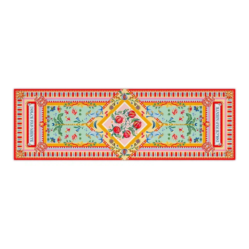 Baci Milano Dolce Far Niente Nar Desenli Renkli Pamuklu ve Polyester Runner 48 x 150 cm