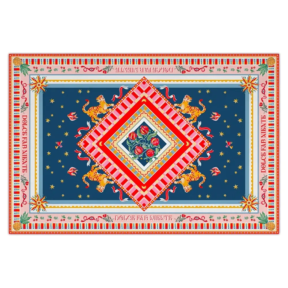 Baci Milano Dolce Far Niente Desenli Renkli Pamuklu ve Polyester Masa Örtüsü 160 x 240 cm