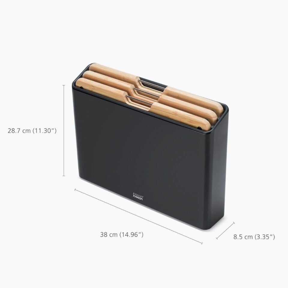 JJ Folio Steel 3 lü Bambu Kesme Tahtası Seti - Siyah