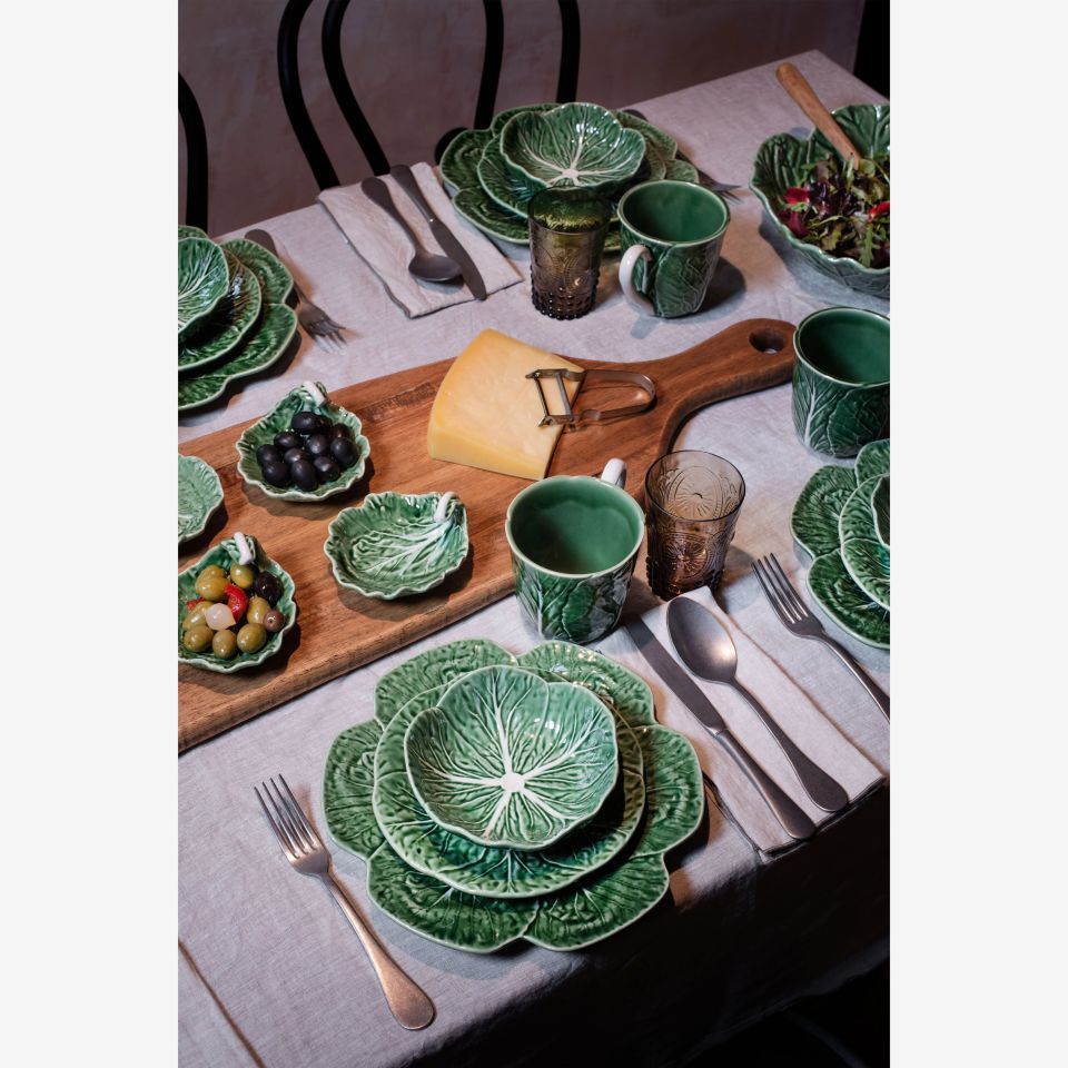 Yeşil Seramik Servis Tabağı 25 Cm Cabbage Collection by Bordallo Pinherio
