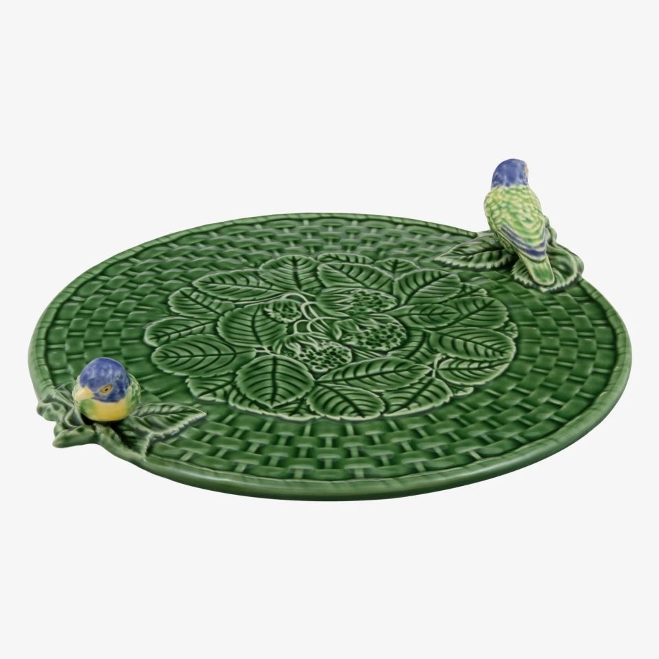 Yeşil Seramik Servis Tabağı 33 Cm Strawberries Collection by Bordallo Pinherio