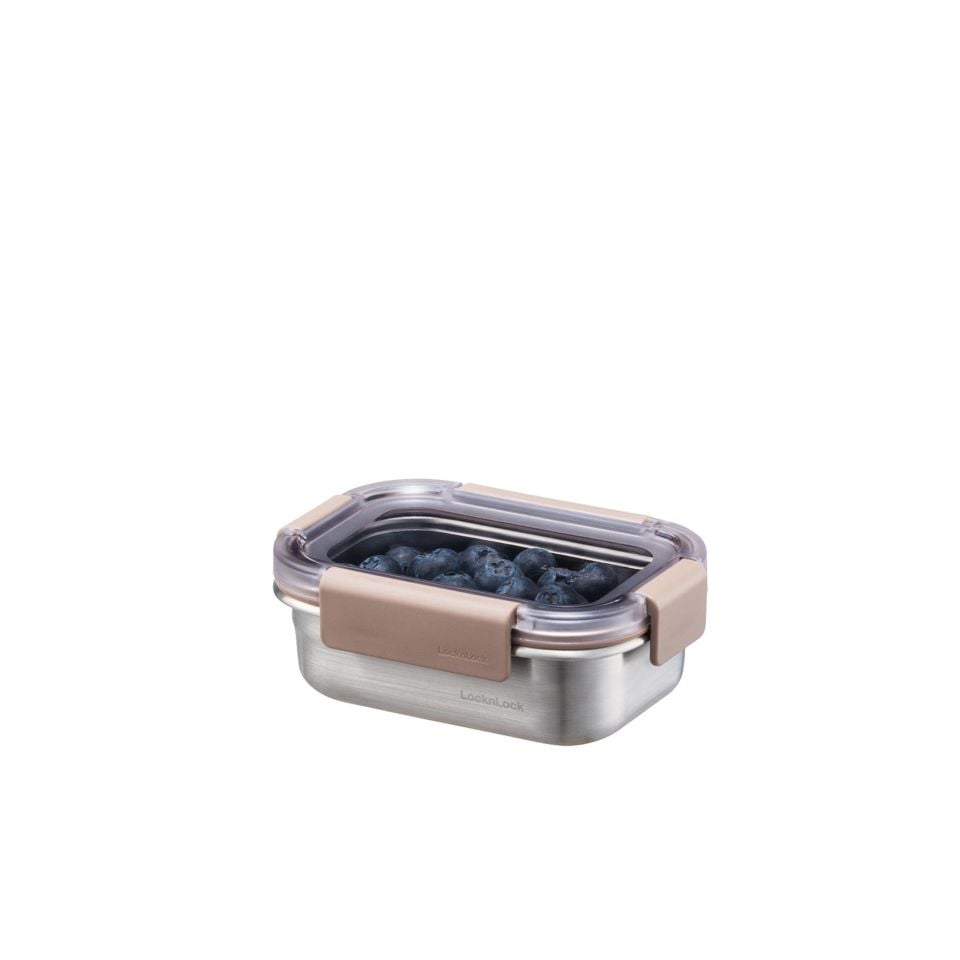 LocknLock Paslanmaz Çelik Fırın & Saklama Kabı Dörtgen Kilitli 310 ml - Kahverengi