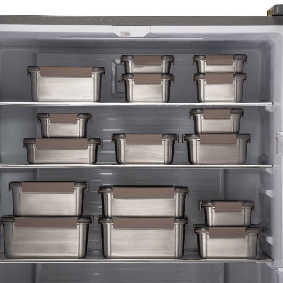 LocknLock Paslanmaz Çelik Fırın & Saklama Kabı Dörtgen Kilitli 310 ml - Kahverengi