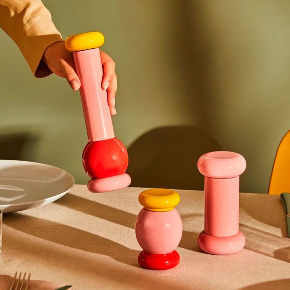 Alessi Values Tuz ve Karabiber Öğütücü 7 cm x 7 cm x 11 cm Pembe