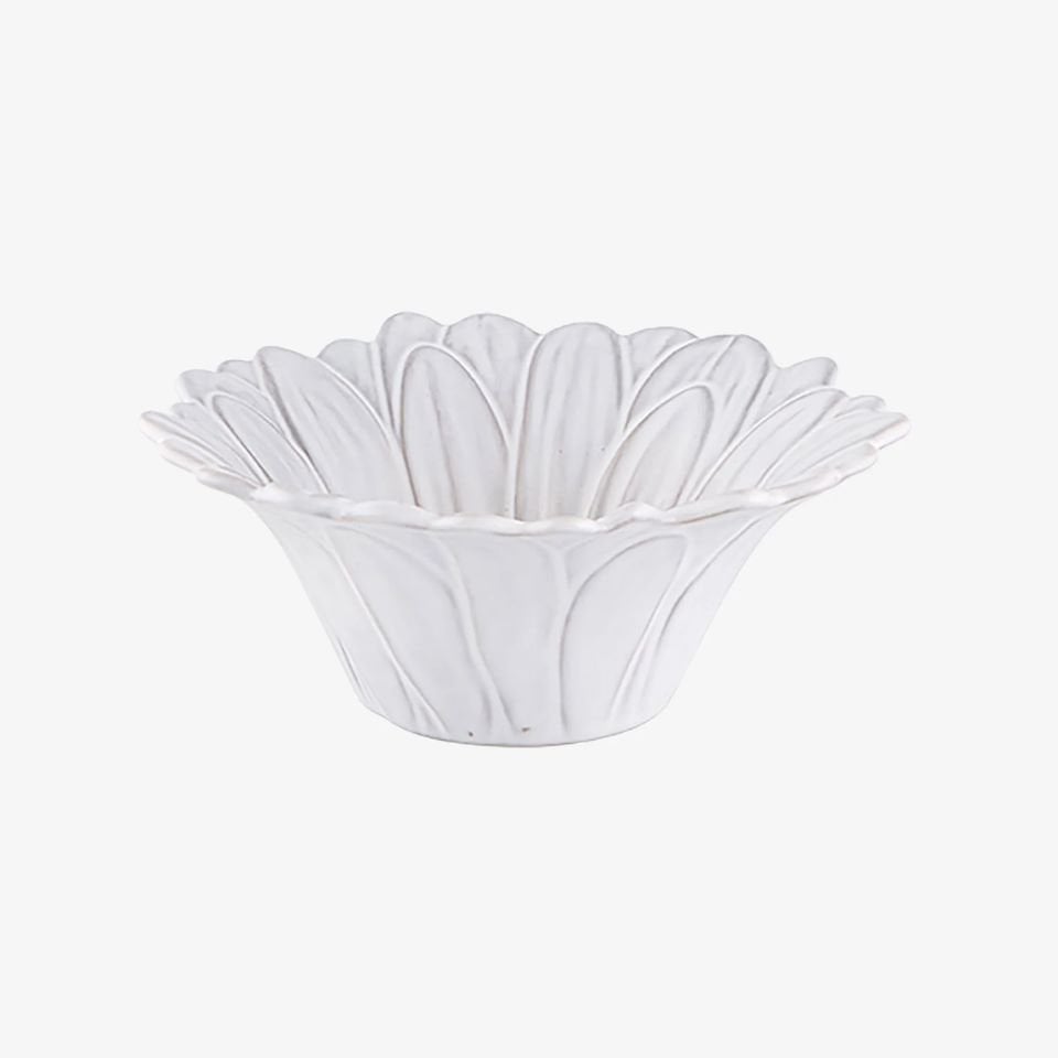 Bordallo Pinheiro Beyaz Seramik Servis Kasesi 15,5 Cm Maria Flor Collection 