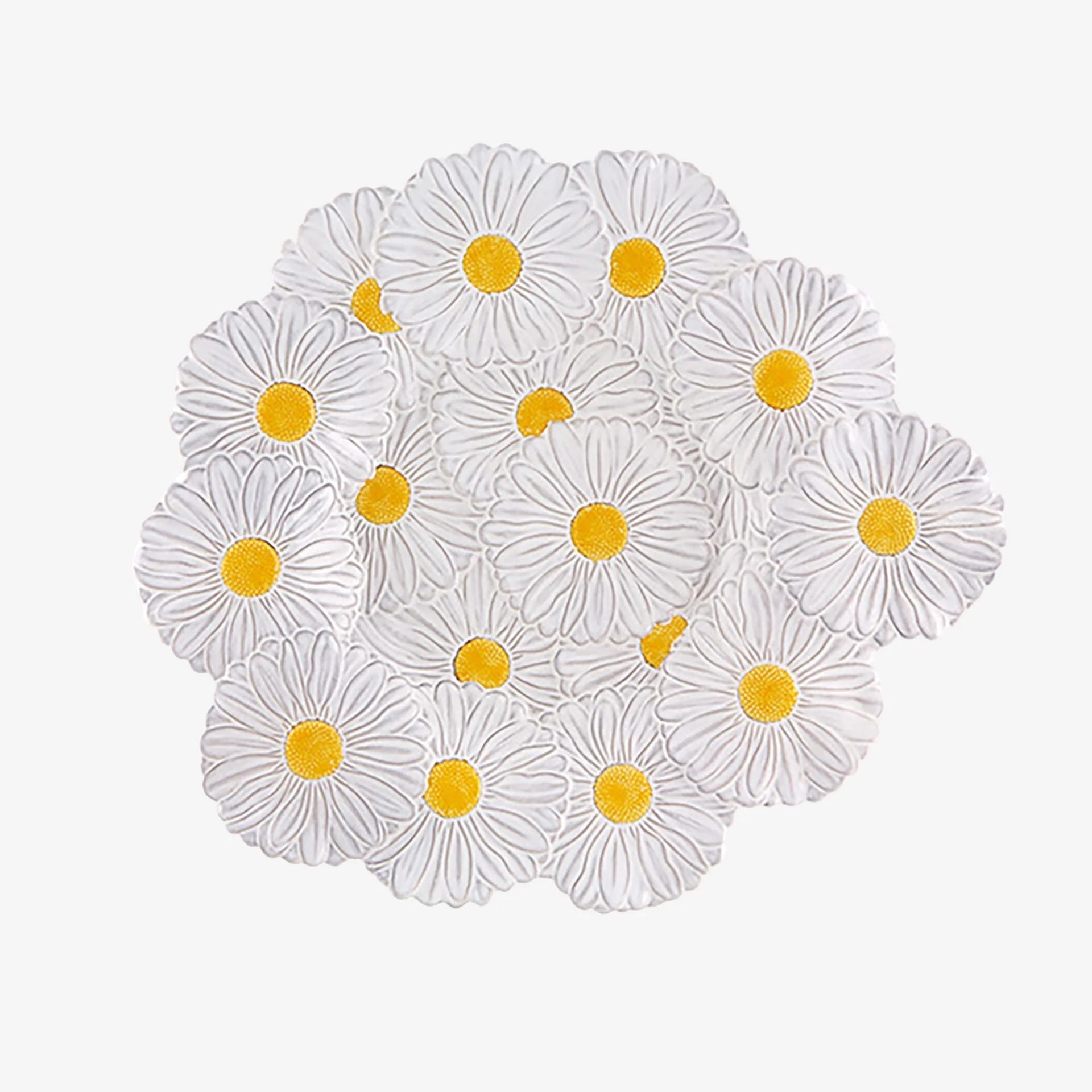 Bordallo Pinheiro Beyaz Seramik Servis Tabağı 47 Cm Maria Flor Collection