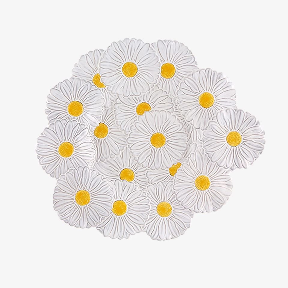 Bordallo Pinheiro Beyaz Seramik Servis Tabağı 47 Cm Maria Flor Collection 