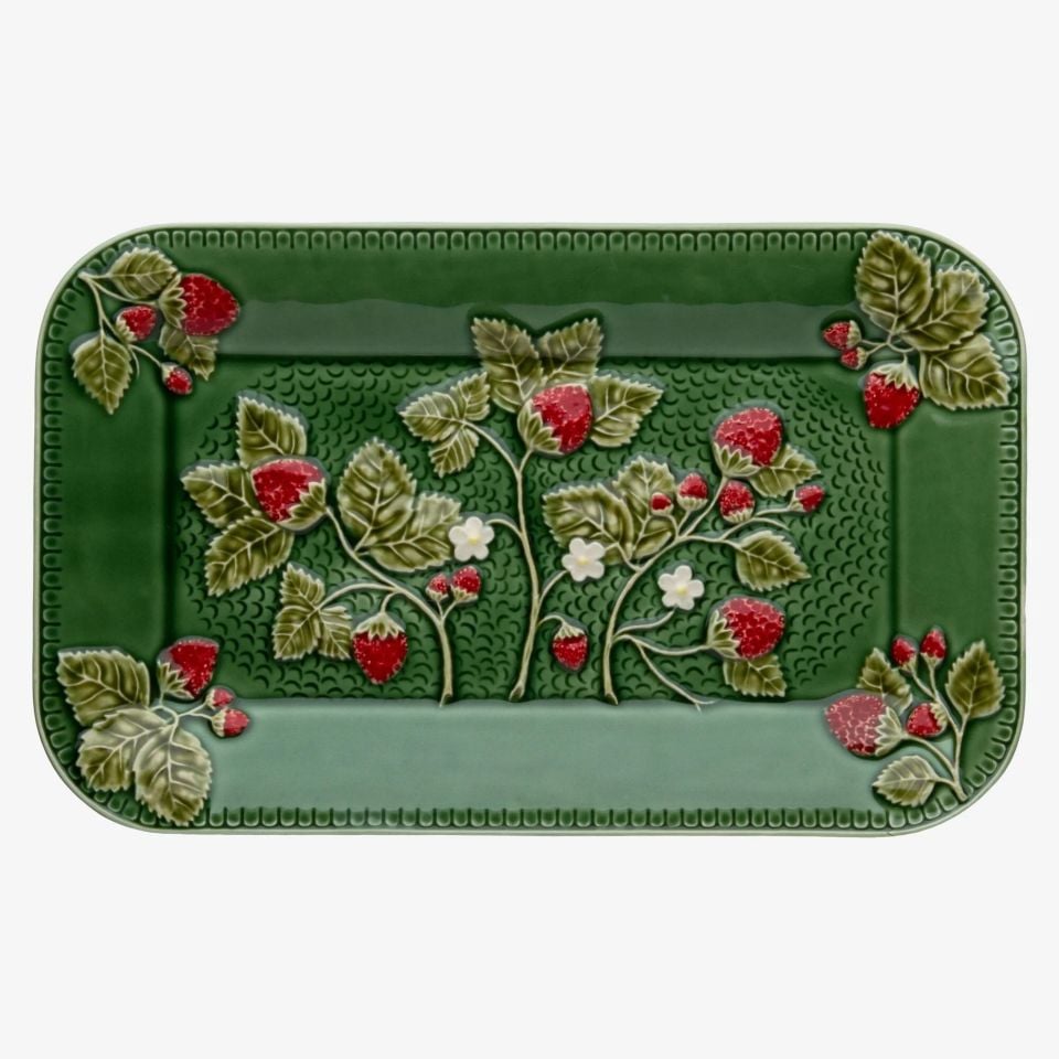 Bordallo Pinheiro Strawberries 34cm Yeşil Seramik Servis Tabağı