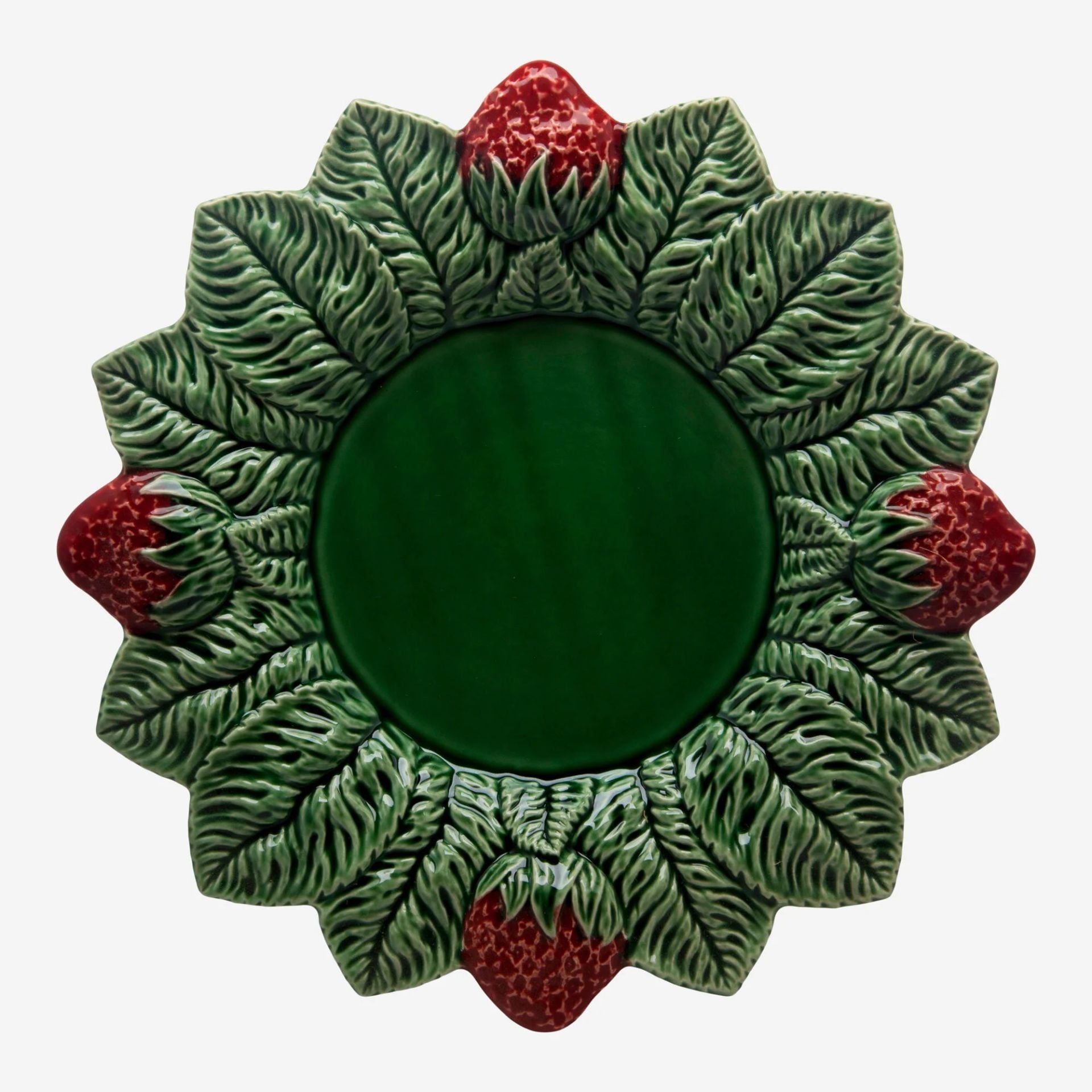 Bordallo Pinheiro Yeşil Seramik Yemek Tabağı 33 Cm Strawberries Collection