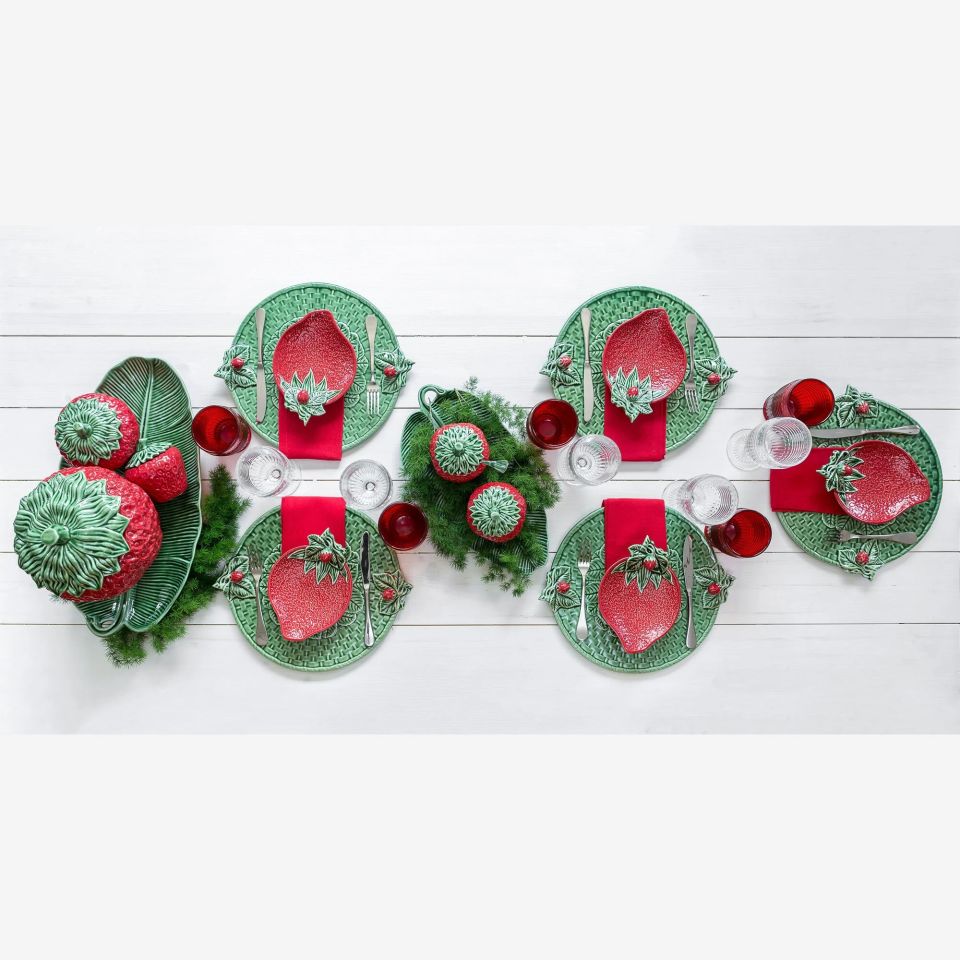 Bordallo Pinheiro Strawberries Yeşil Seramik Yemek Tabağı