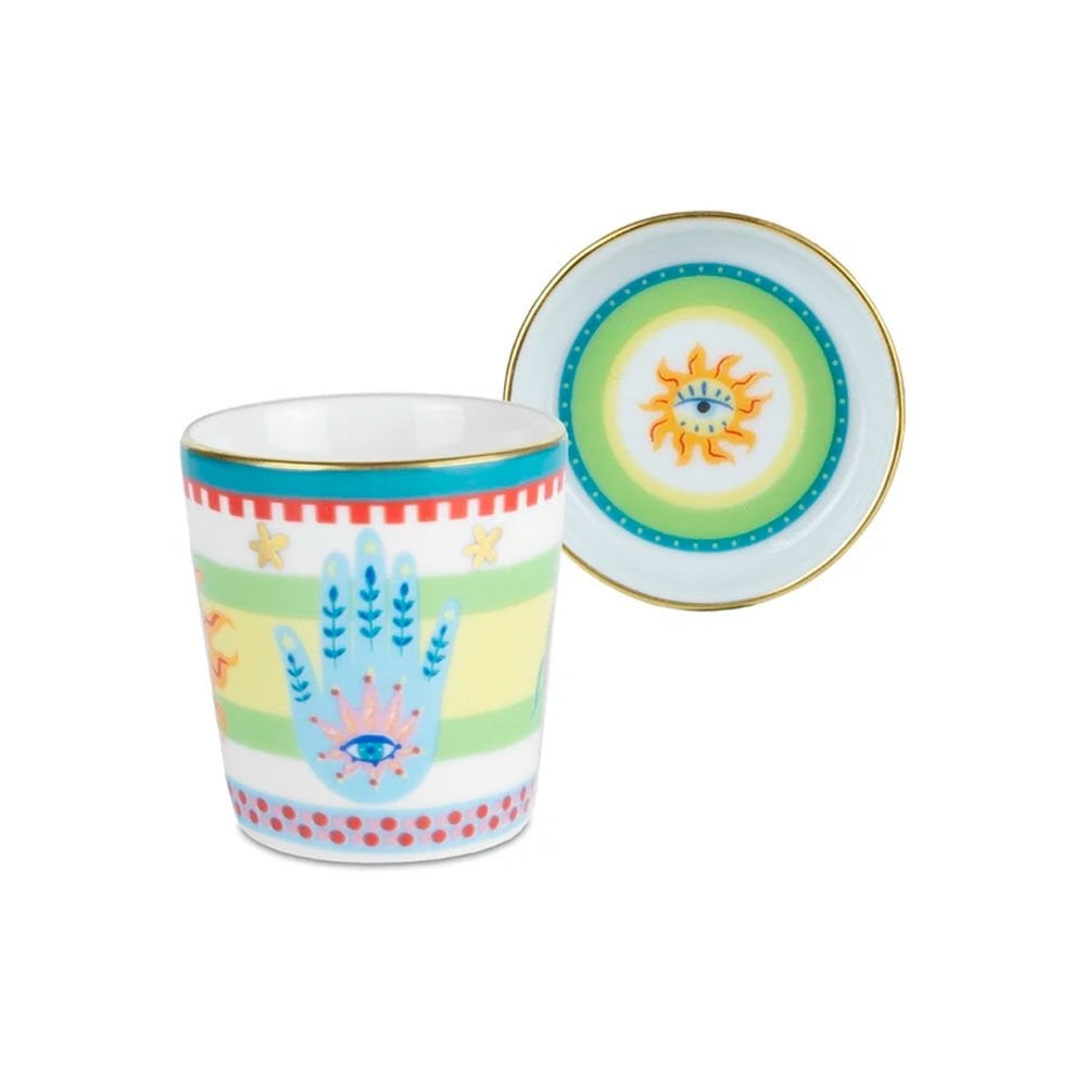 Baci Milano Mamma Mia El Desenli Tabaklı Espresso Fincanı 5,5 cm x 7 cm