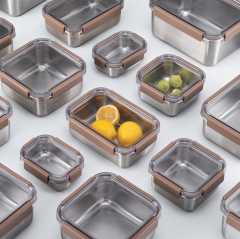 LL Paslanmaz Çelik Fırın & Saklama Kabı Dörtgen Kilitli 1 Lt - Kahverengi