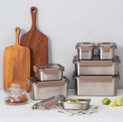 LL Paslanmaz Çelik Fırın & Saklama Kabı Dörtgen Kilitli 1 Lt - Kahverengi