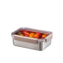 LL Paslanmaz Çelik Fırın & Saklama Kabı Dörtgen Kilitli 1 Lt - Kahverengi