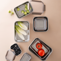 LL Paslanmaz Çelik Fırın & Saklama Kabı Dörtgen Kilitli 1 Lt - Kahverengi