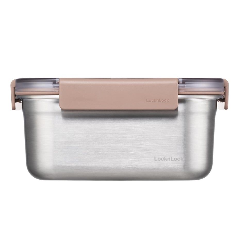 LocknLock Paslanmaz Çelik Fırın & Saklama Kabı Dörtgen Kilitli 1.5 Lt - Kahverengi