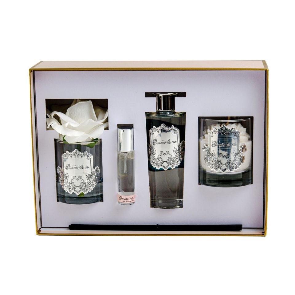 Guerlie&co. Luxury Silver Set Beyaz Gül