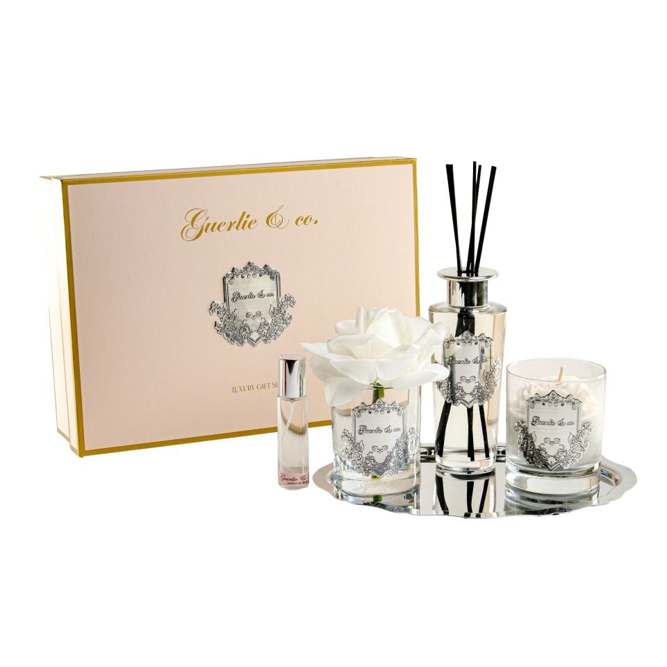 Guerlie&co. Luxury Silver Set Beyaz Gül