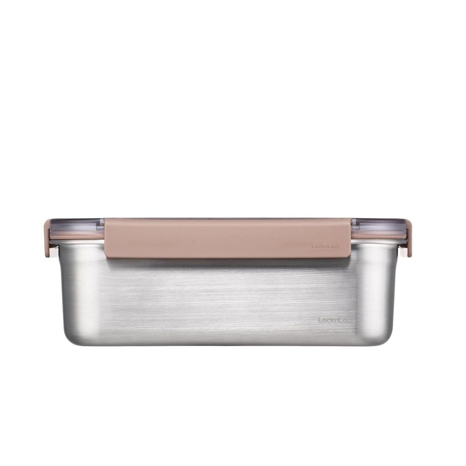 LocknLock Paslanmaz Çelik Fırın & Saklama Kabı Dörtgen Kilitli 2 Lt - Kahverengi