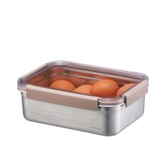 LocknLock Paslanmaz Çelik Fırın & Saklama Kabı Dörtgen Kilitli 2 Lt - Kahverengi