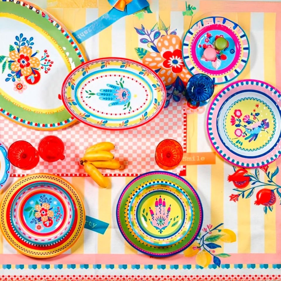 Baci Milano Mamma Mia 6'lı El Desenli Yemek Tabağı Seti 28 cm