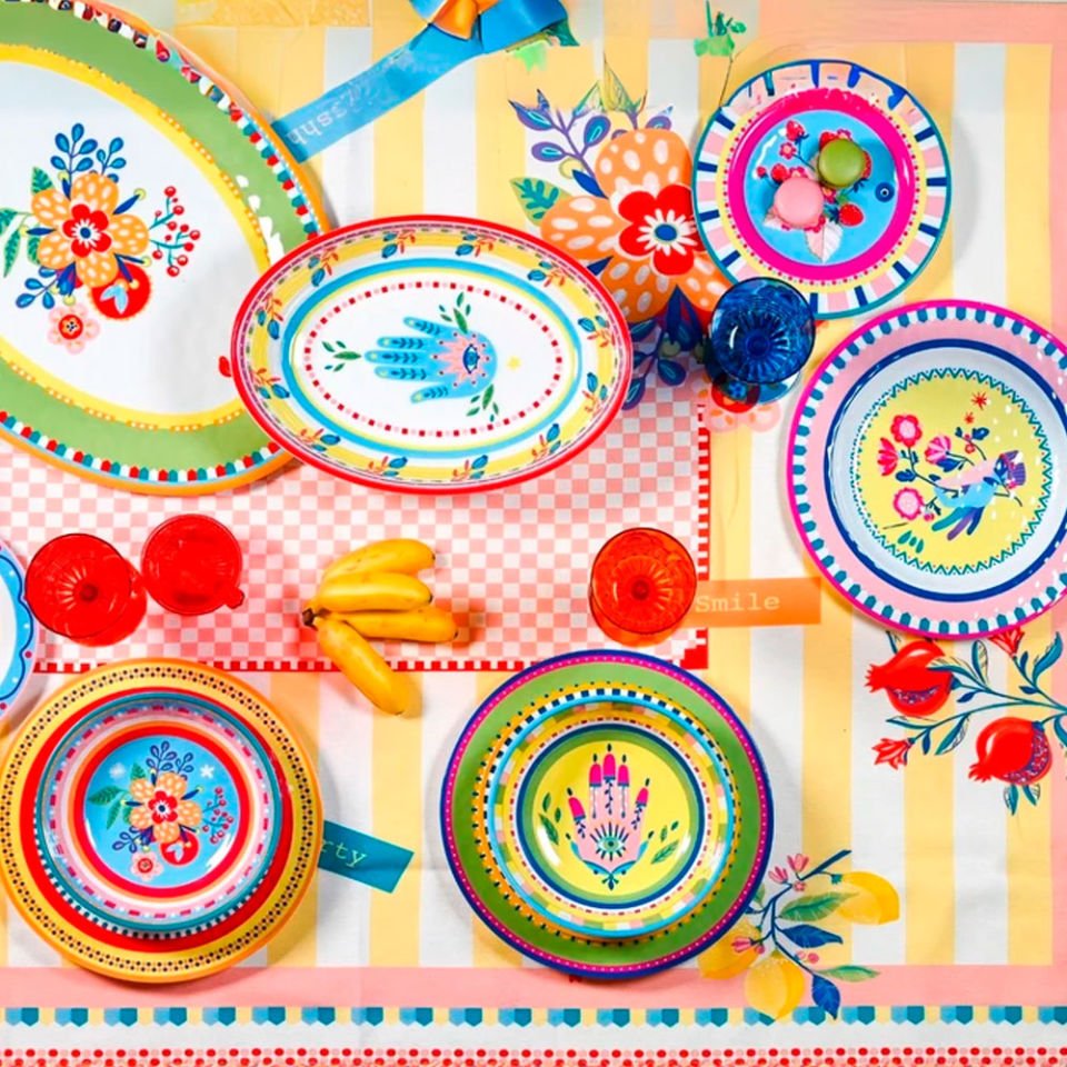 Baci Milano Mamma Mia 6'lı Vazo Desenli Tabak Seti 21,5 cm