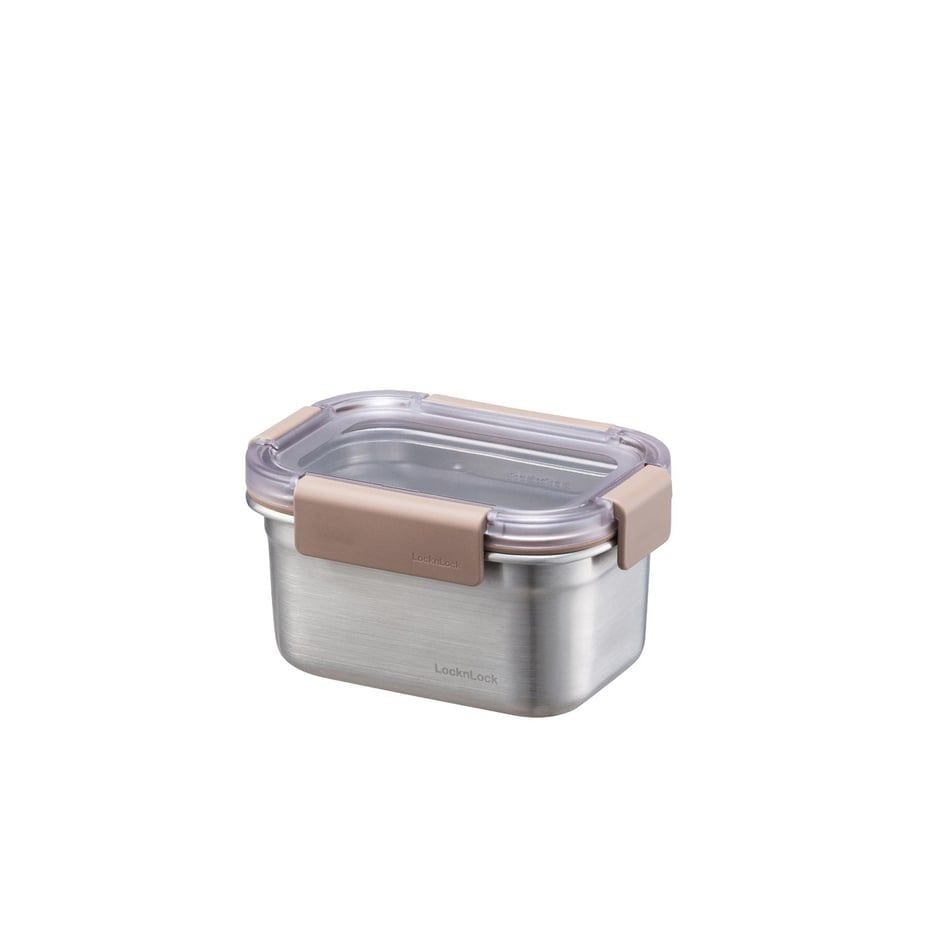 LL Paslanmaz Çelik Fırın & Saklama Kabı Dörtgen Kilitli 520 ml - Kahverengi