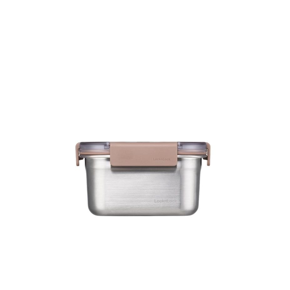 LL Paslanmaz Çelik Fırın & Saklama Kabı Dörtgen Kilitli 520 ml - Kahverengi