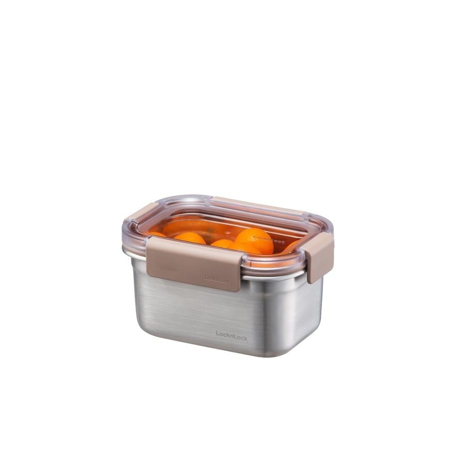 LL Paslanmaz Çelik Fırın & Saklama Kabı Dörtgen Kilitli 520 ml - Kahverengi