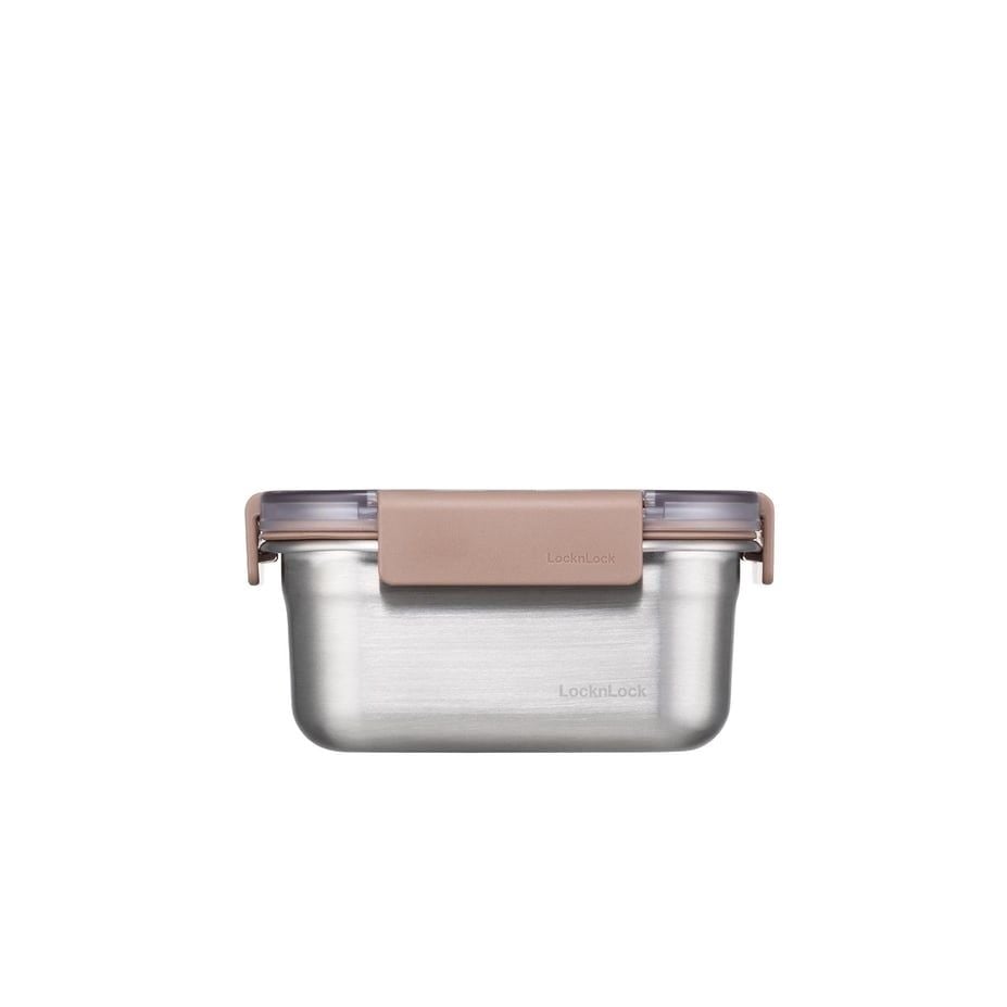 LL Paslanmaz Çelik Fırın & Saklama Kabı Kare Kilitli 700 ml - Kahverengi