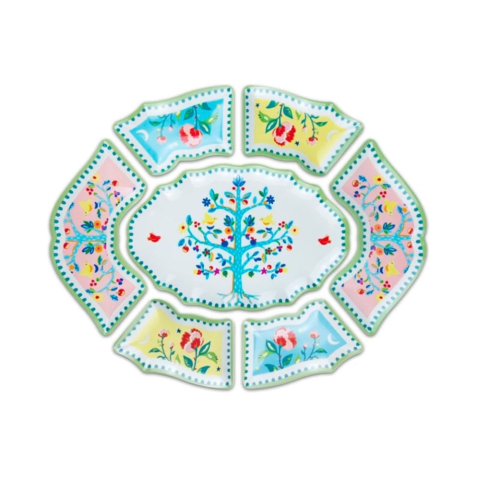 Baci Milano Mamma Mia Ağaç Desenli 7 Parça Meze Tabağı 50 cm x 60 cm