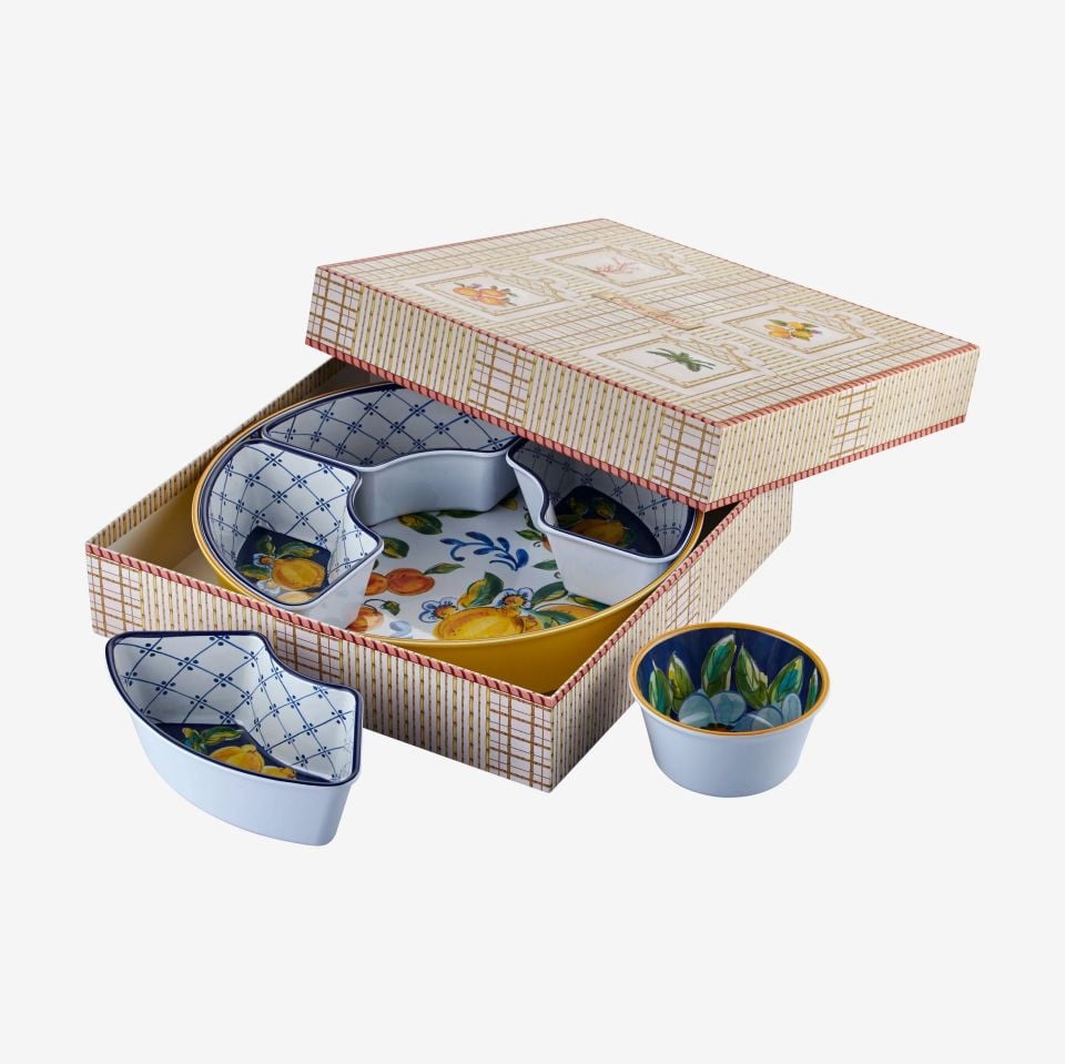 Chiara Alessi Capri Mavi Melamin 5 Bölmeli Servis Tepsisi CAMAR0037YW