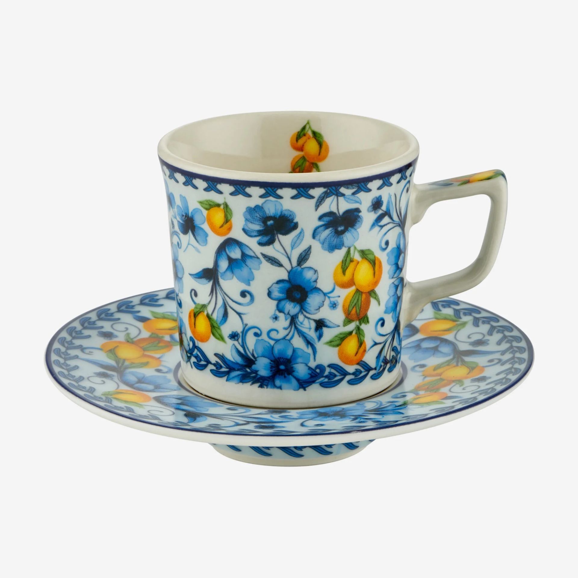 Chiara Alessi Arancia Mavi Porselen Kahve Fincan Seti CAPAR1ECOB2