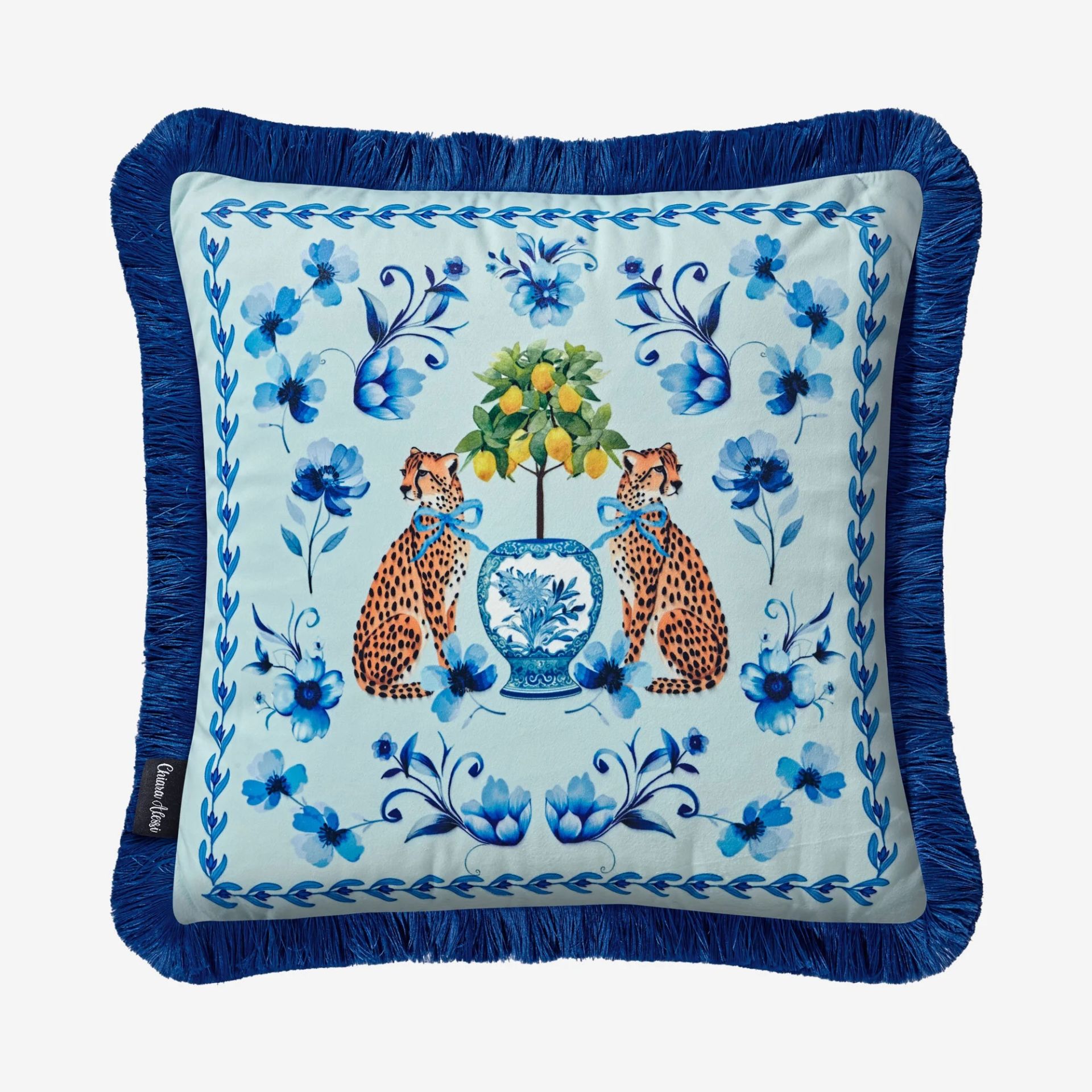 Chiara Alessi Mavi Kadife Dekoratif Yastık 45X45 Cm Carpe Diem Collection