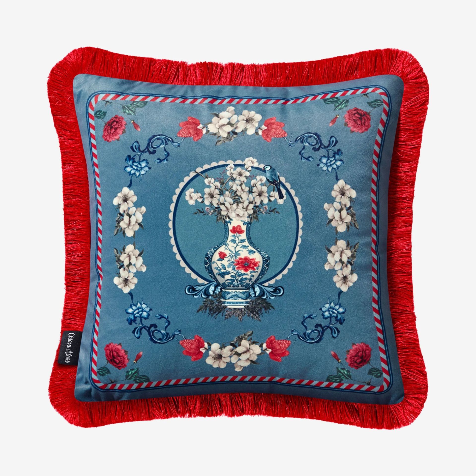 Chiara Alessi Mavi Kadife Dekoratif Yastık 45X45 Cm Carpe Diem Collection