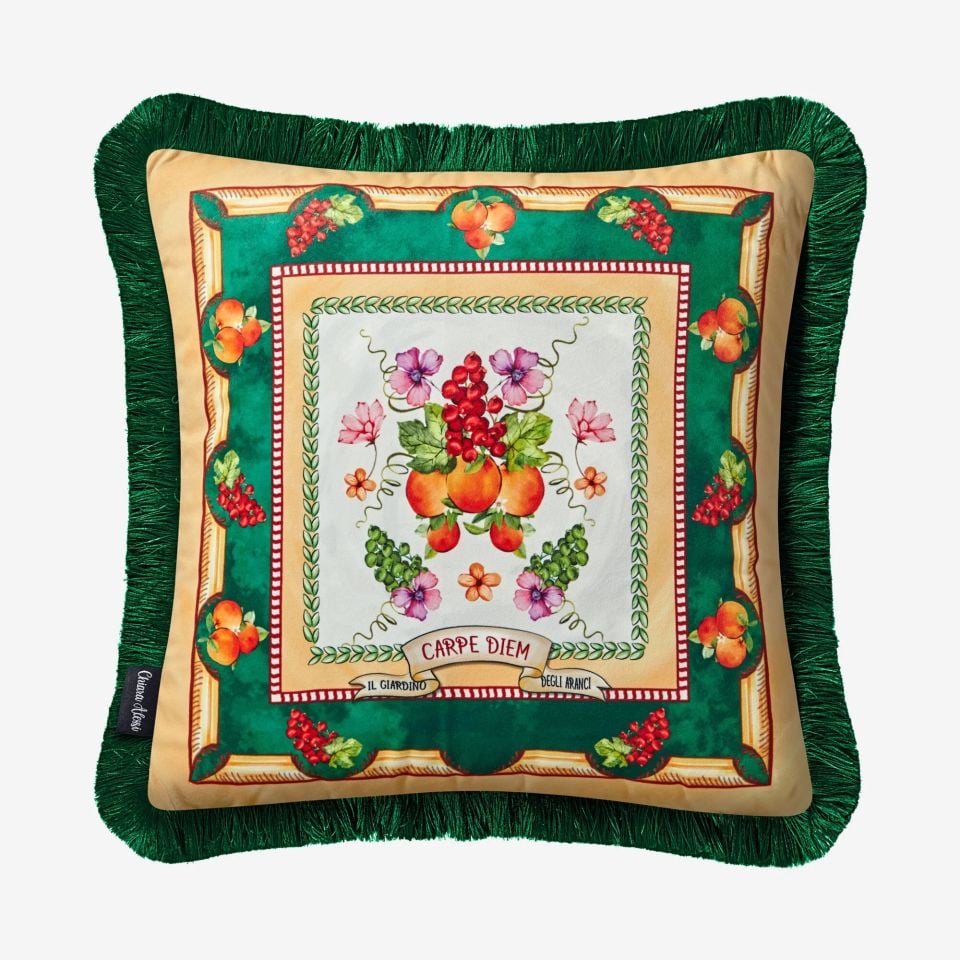 Chiara Alessi Yeşil Kadife Dekoratif Yastık 45X45 Cm Carpe Diem Collection
