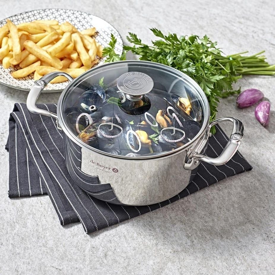 De Buyer Milady Cam Kapaklı Paslanmaz Çelik Tencere 20 cm