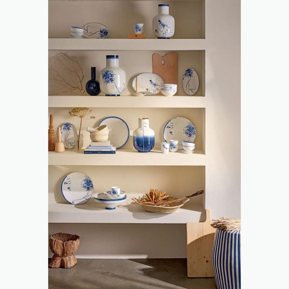 Beyaz Porselen Servis Tabağı 25,5X16,5 Cm Blue Bird Collection by Pip Studio