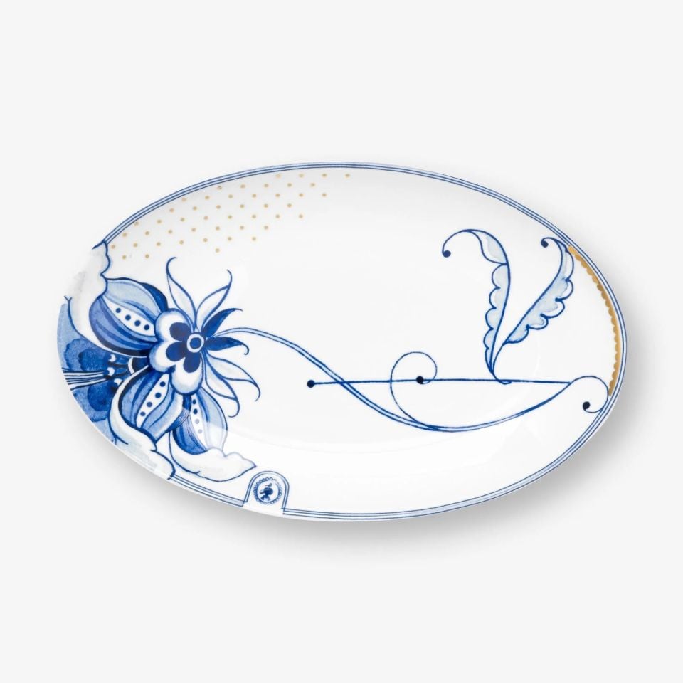 Beyaz Porselen Servis Tabağı 25,5X16,5 Cm Blue Bird Collection by Pip Studio