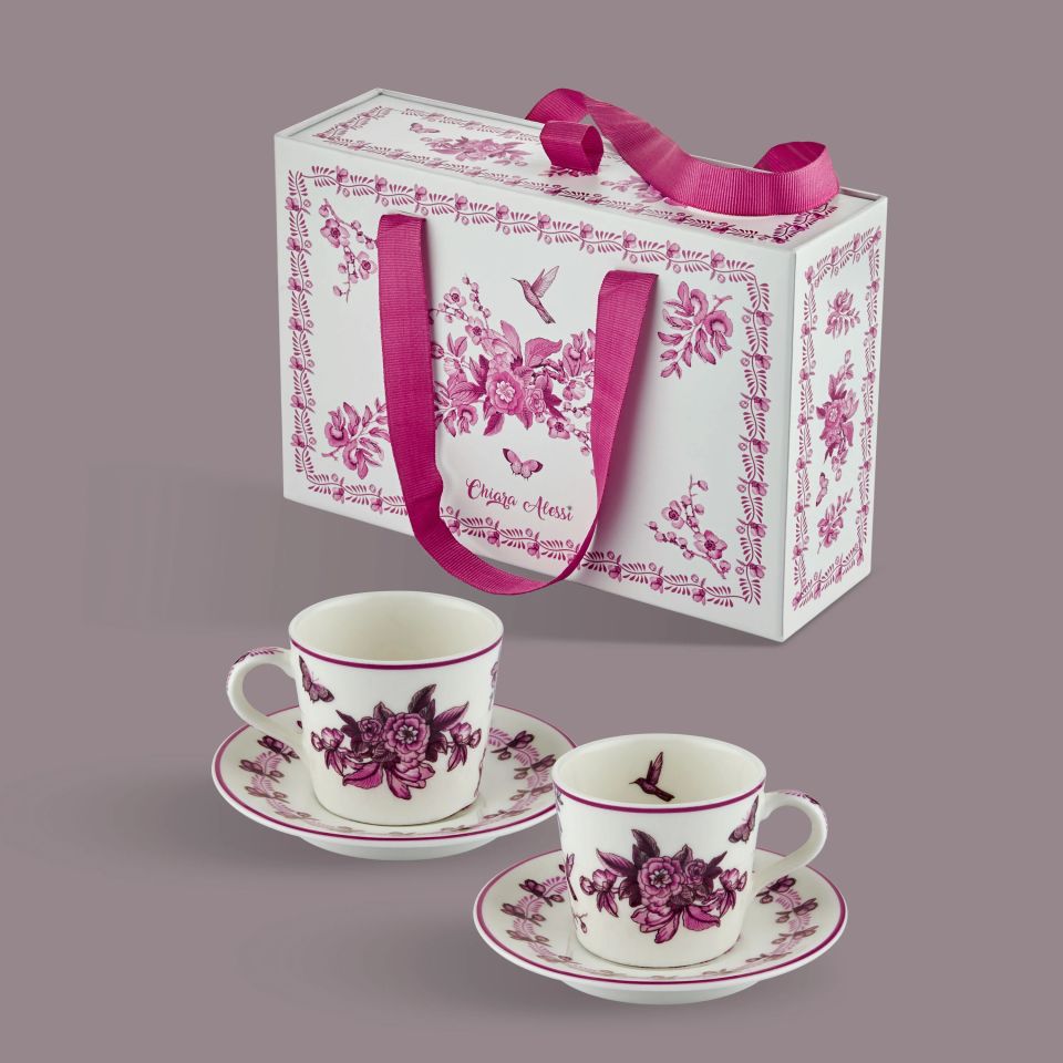 Pembe Porselen Kahve Fincan Seti 120 Ml Primavera Collection by Chiara Alessi