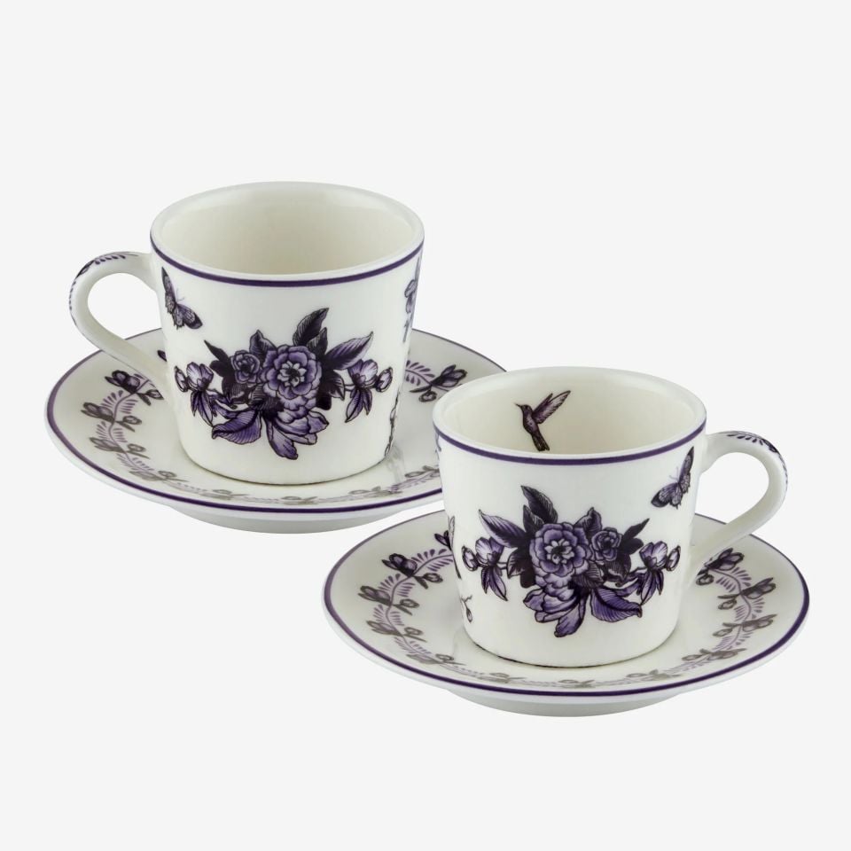 Mor Porselen Kahve Fincan Seti 120 Ml Primavera Collection by Chiara Alessi